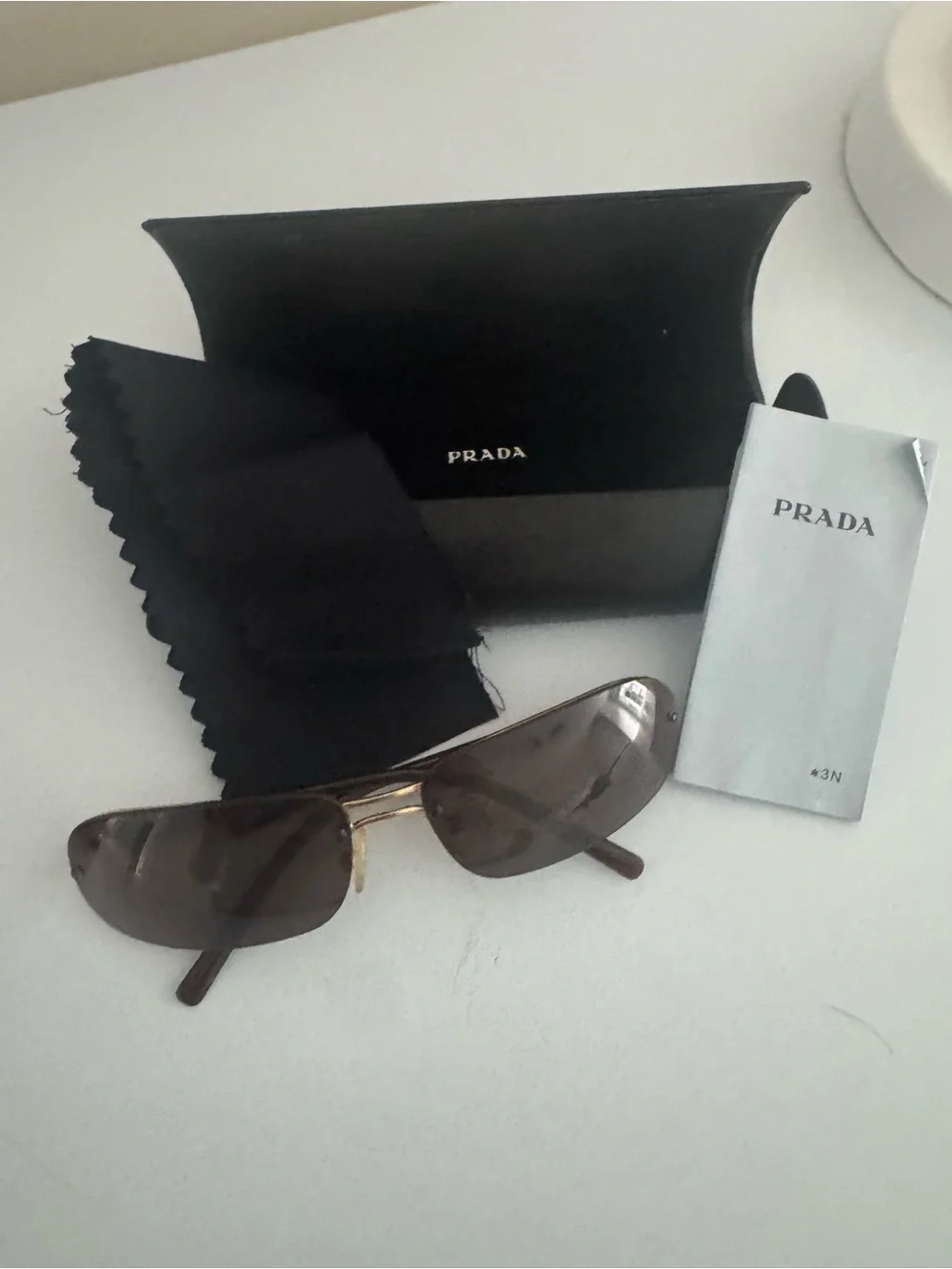 Prada Gold Frame Brown Lens Sunglasses with Case